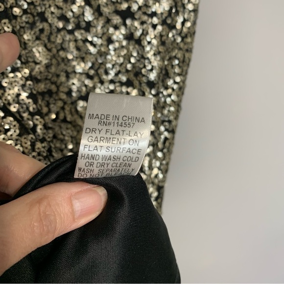 THML Black mesh overlay with gold sequins party dress. Size M NWT - Picture 7 of 9